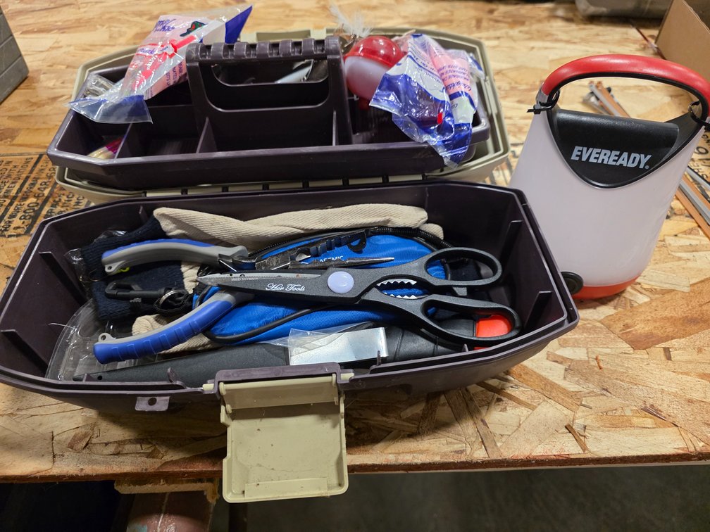 Tackle Box with Tackle and Battery Lantern