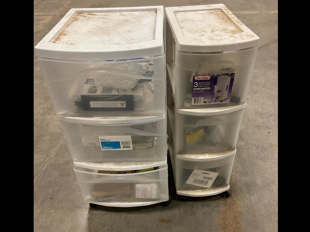 Sterilite 3 Drawer Storage Bins With Contents