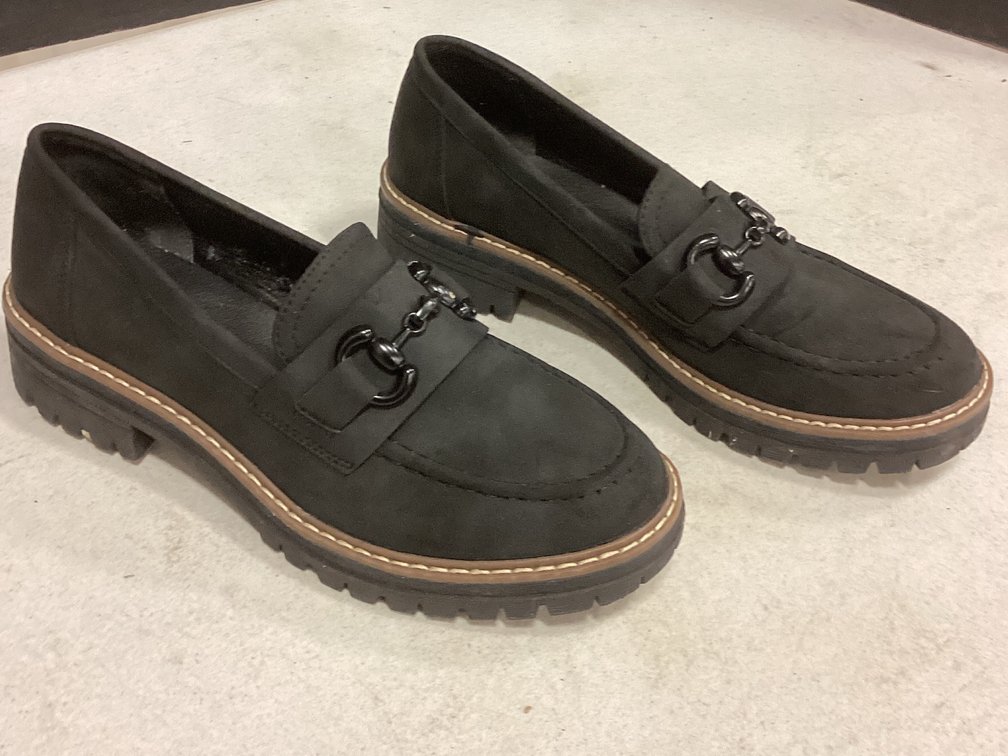 Black Womens Chuncky Platform Loafers - Size 9