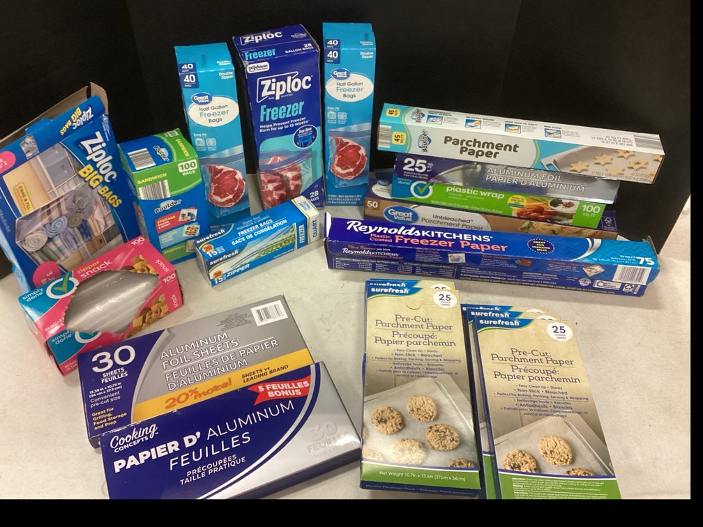 Assorted Household Food Storage and Paper Wrap Products