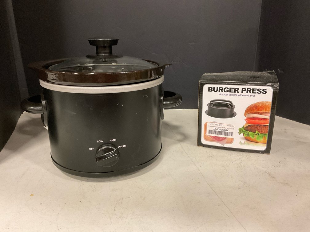 Mainstay Quart Slow Cooker & Hamburger Press
