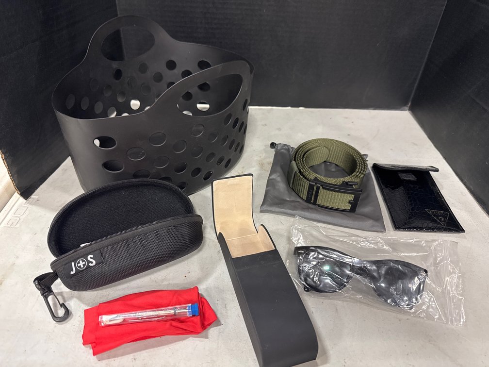 Web Slide Belt, Sun Glasses, and Empty Cases