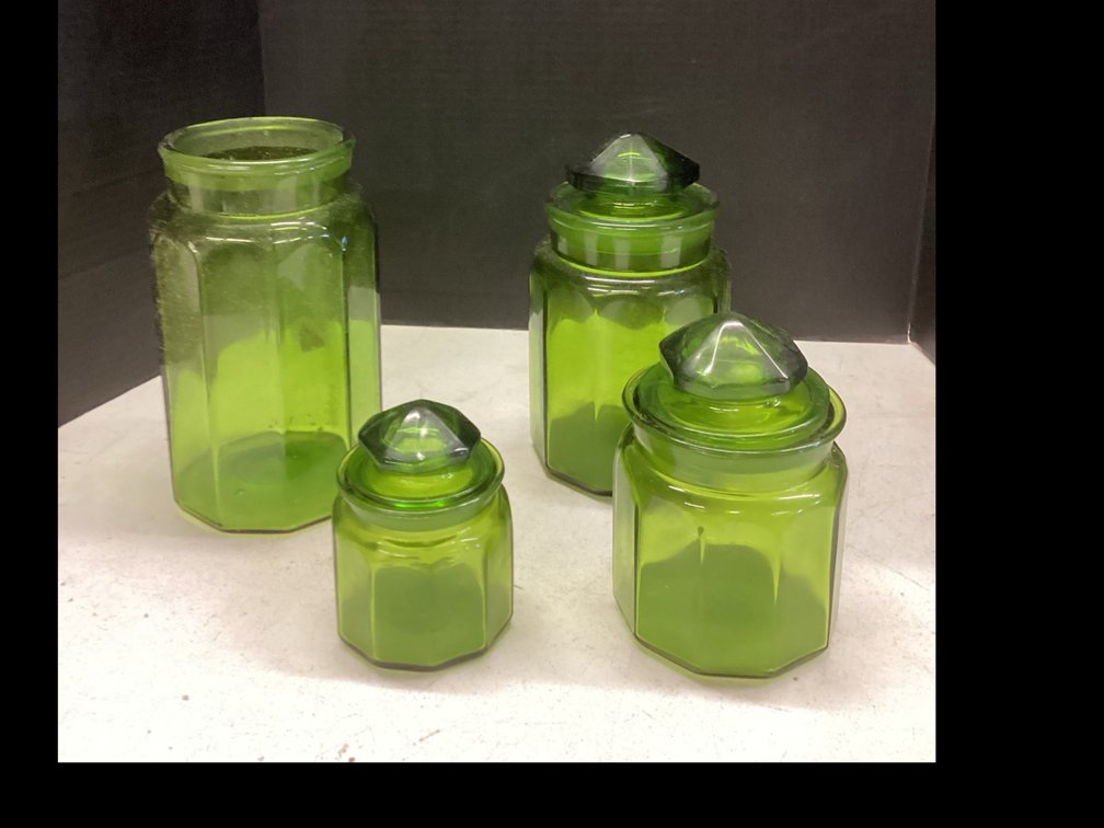 Green Glass Canister Set