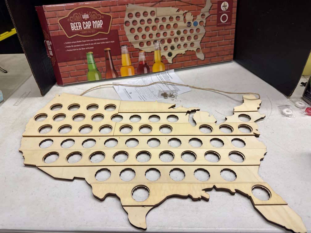 Wood Beer Cap Map