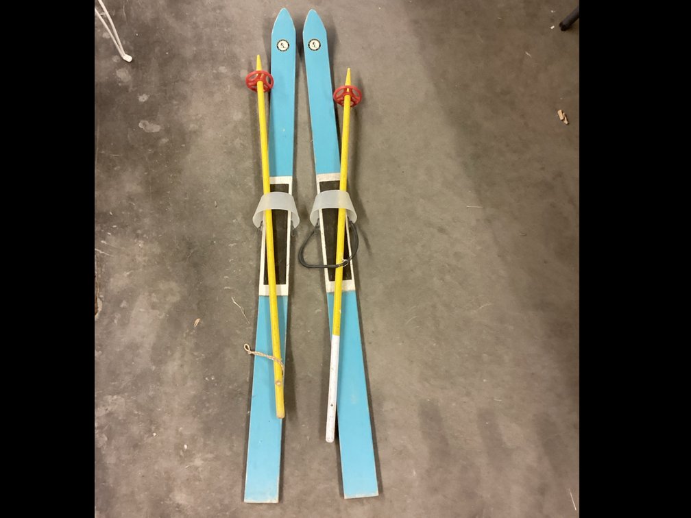 Childrens Wooden Snow Skis with Poles by Adirondack Peters Inc