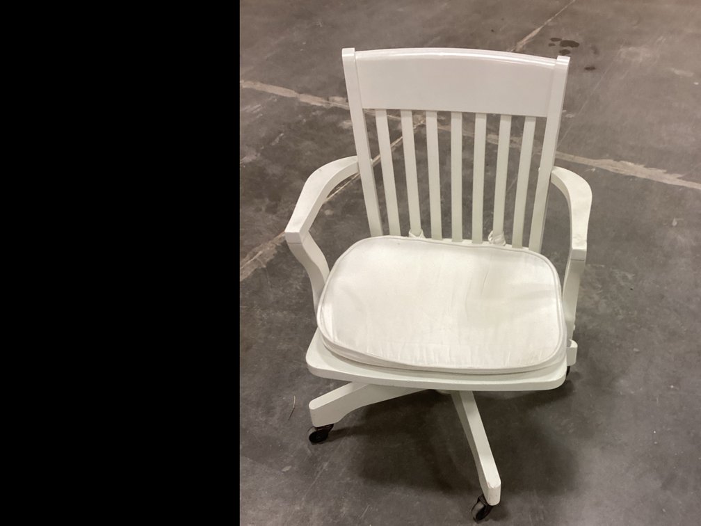 White Swivel Wooden Armchair