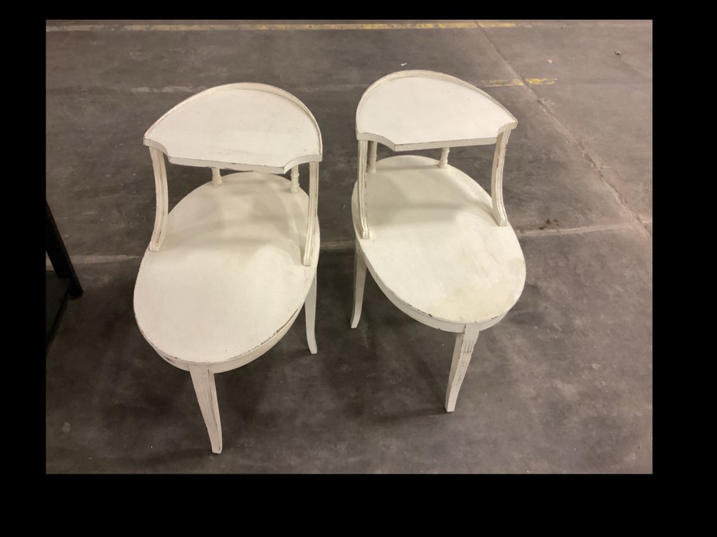 White Retro Wooden Side Tables