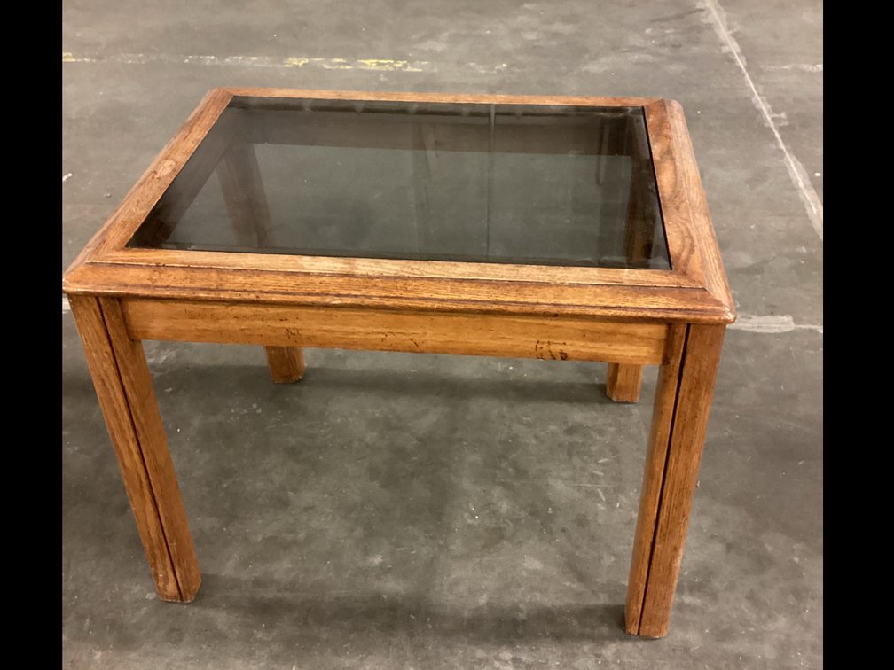 Oak & Glass Side Table