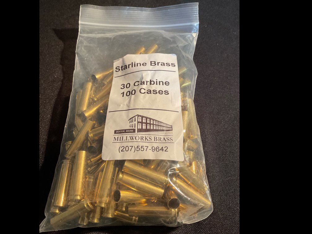 Starline 30 Carbine Unprimed Brass Casings (100)