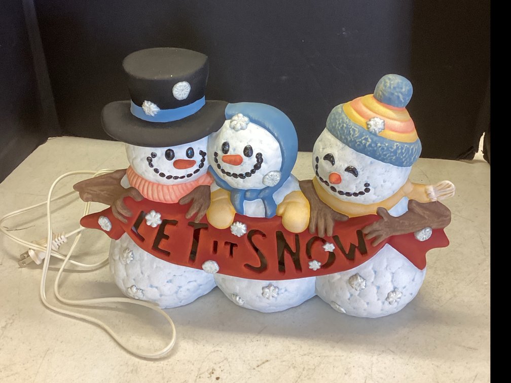 Ceramic Lighted Snowman Display