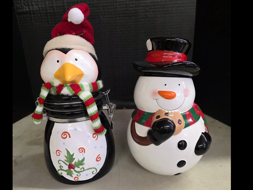Penguin and Snowman Jars