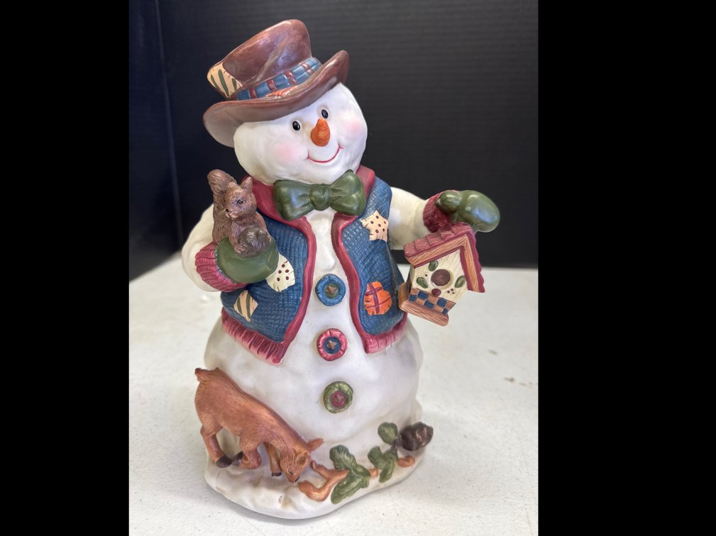 Porcelain Snowman Musical Figurine