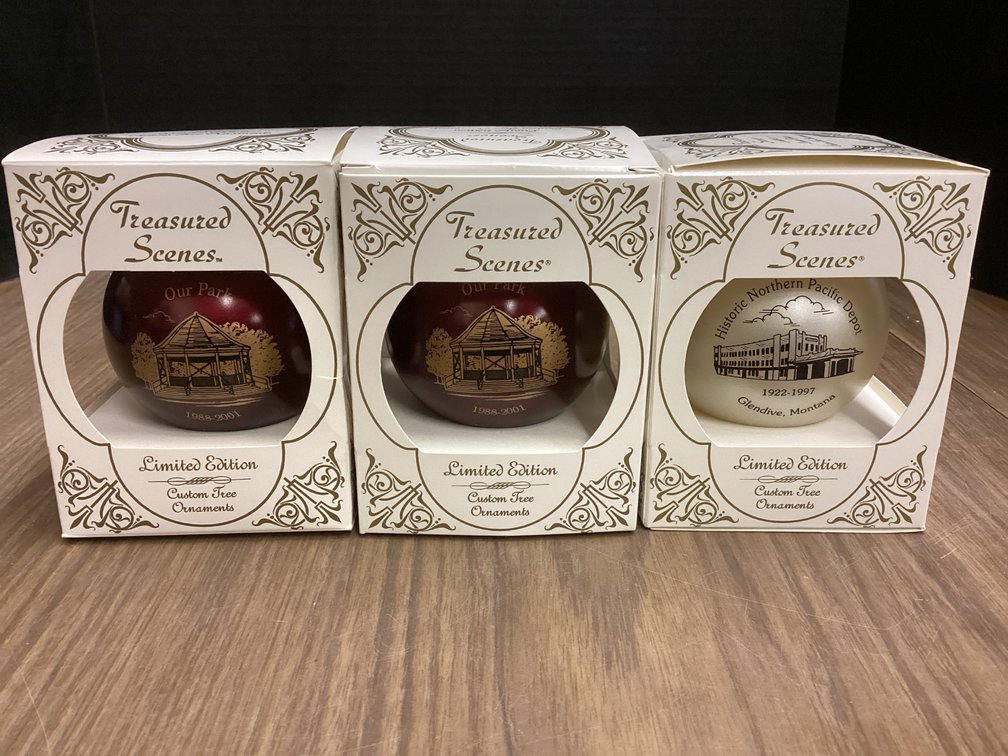 Glendive Christmas Ornaments, Our Park & Northern Pacific Depot