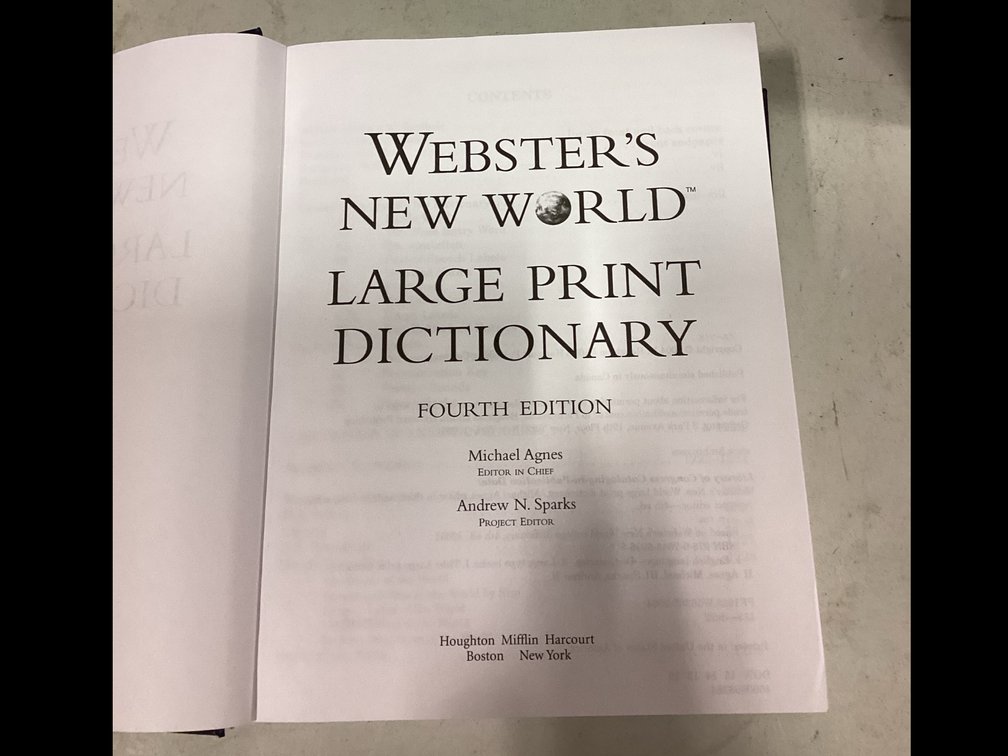 Webster’s New World “Large Print Dictionary”