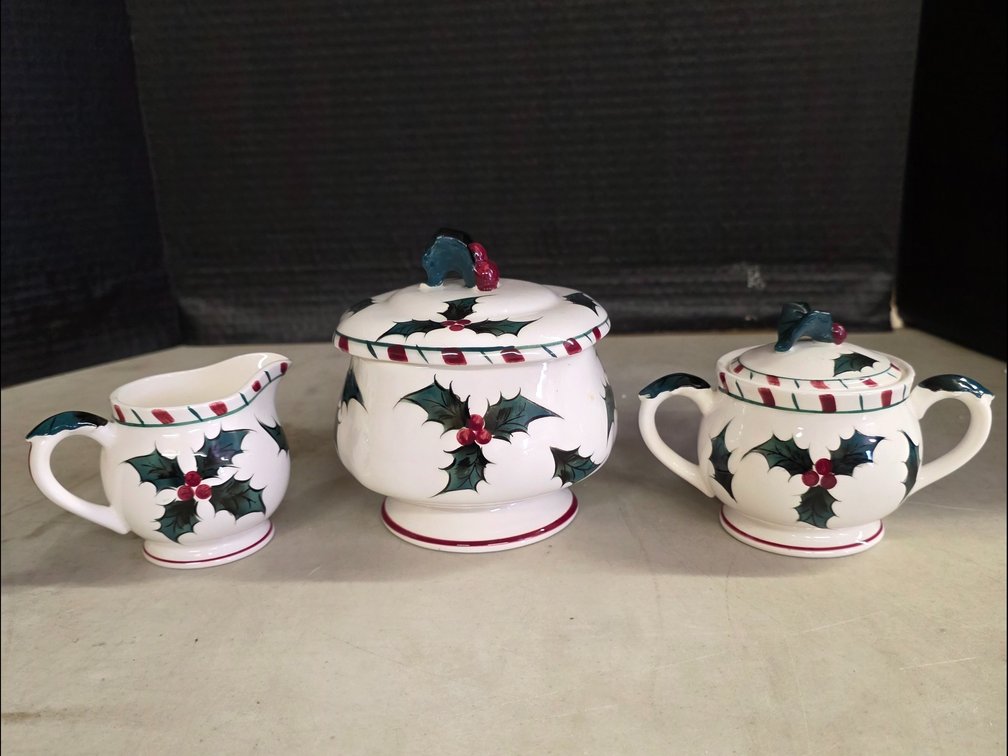 Christmas Jam, Cream and Sugar Set