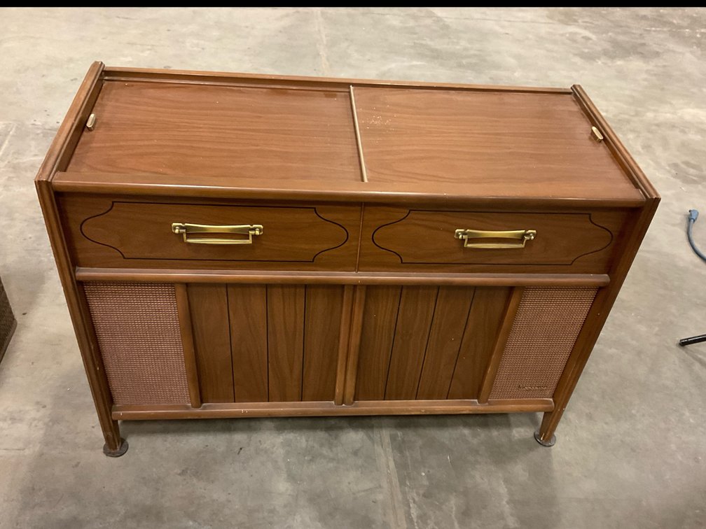 Magnavox Micromatic Console Record Player with LP Albums