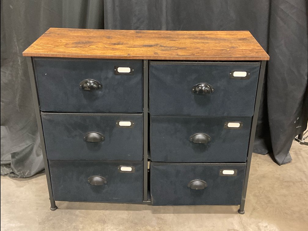 6-Drawer Industrial Fabric Dresser with Metal Frame