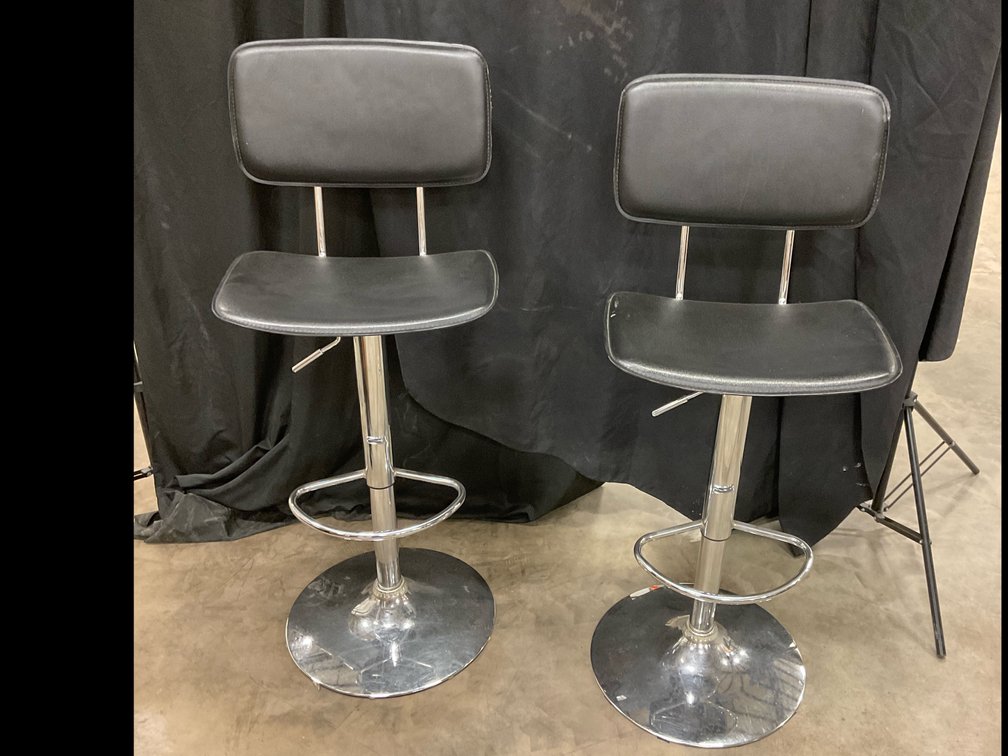 Black Faux Leather Swivel Bar Stool