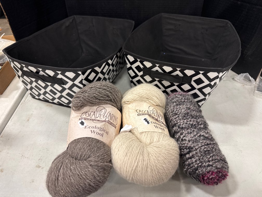 Storage Baskets and Wool Yarn