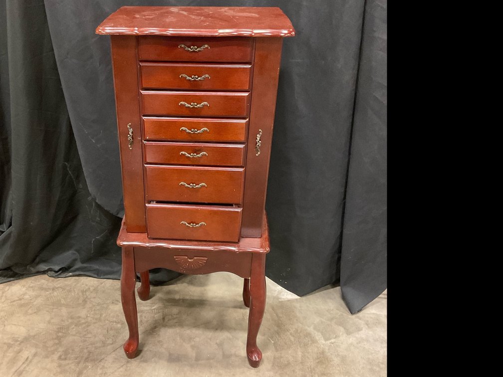 Queen Anne-style floor-standing jewelry armoire