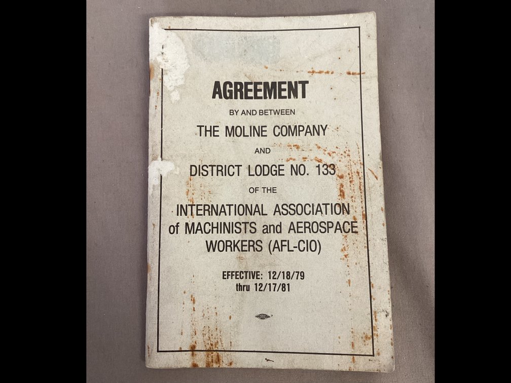 Agreement Book Between Moline Co. And DistrictLodge No. 133
