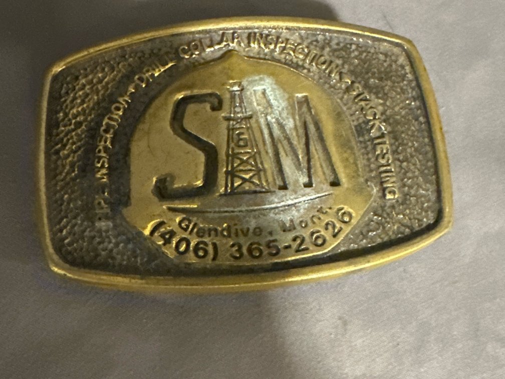 1878 SM Glendive MT Golden Brass Belt Buckle 