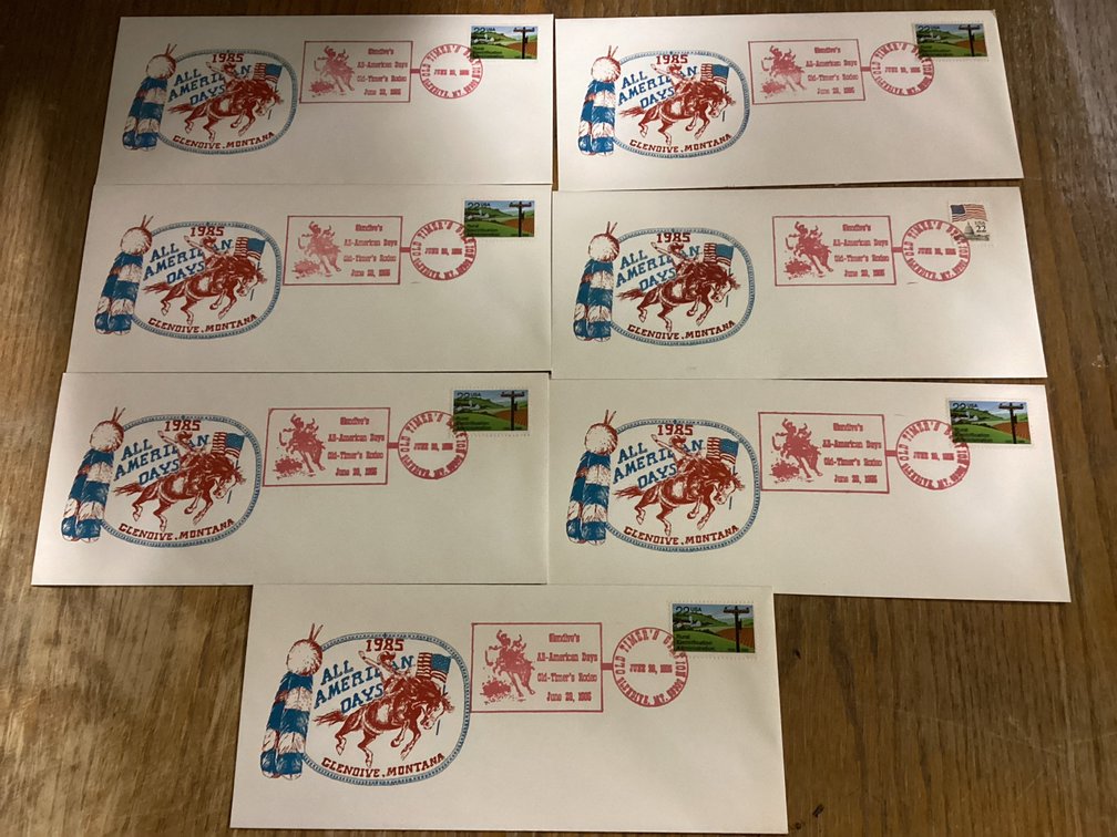 1985 All American Days. Glendive Montana Stamped Envelopes
