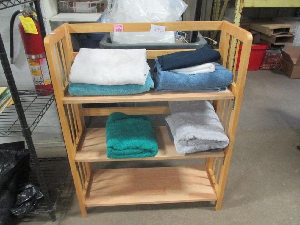 Wooden Shelf and Towels