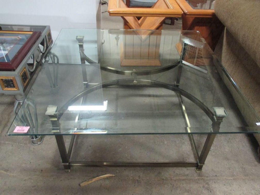 Glass and metal coffee table