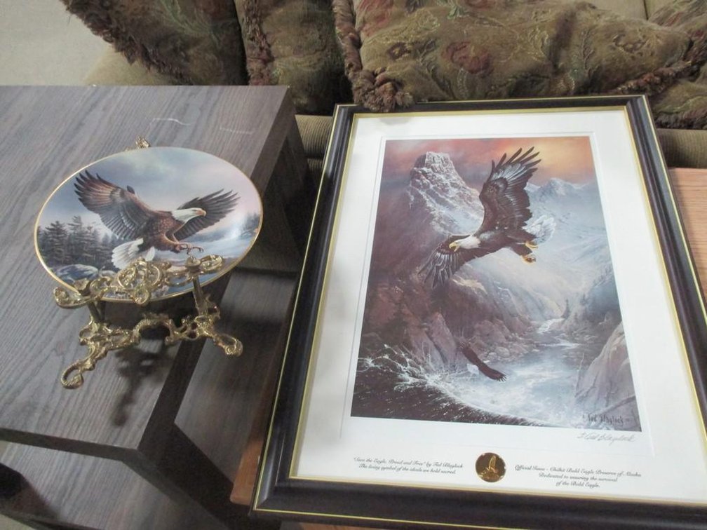 Signed Ted Blaylock Print and Legacy Eagle plate and Hanger
