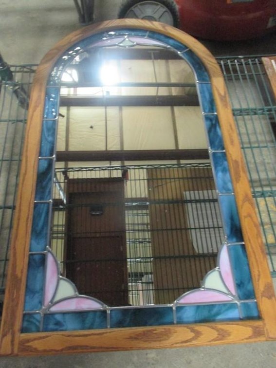 Framed Stained Glass Arch Mirror