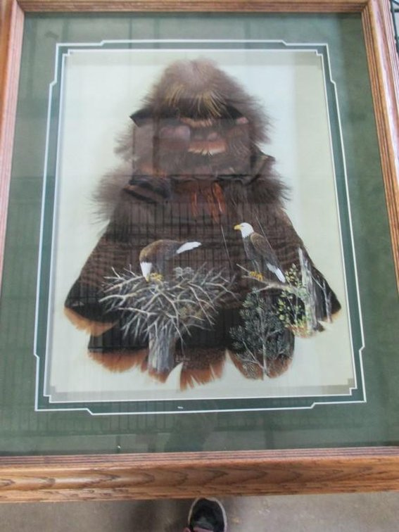 Lynda L. Wood signed feather painting