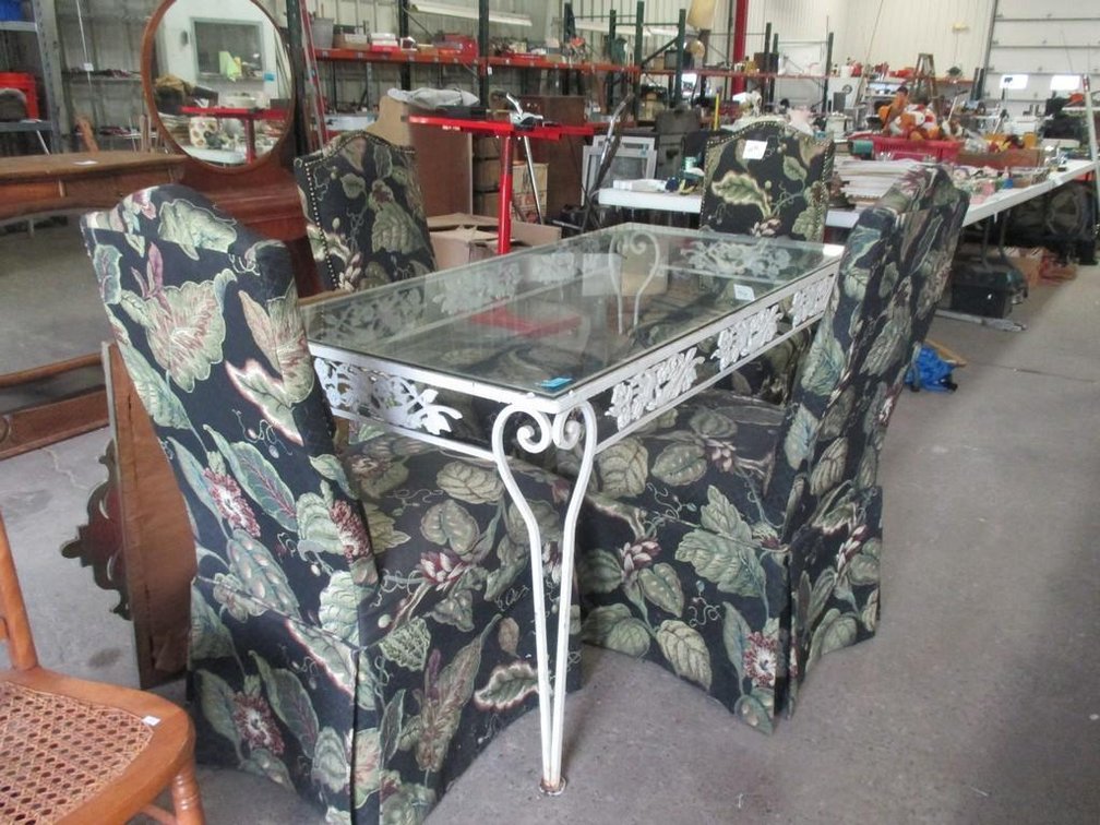 Iron glass top dining set