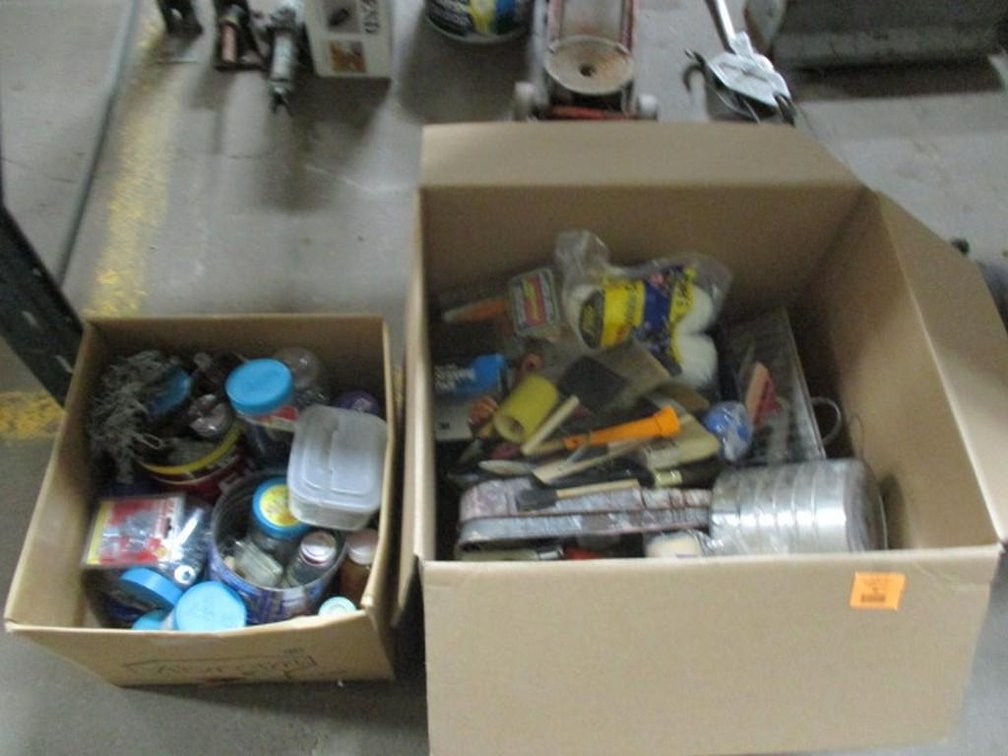 (2) boxes of painting supplies and hardware