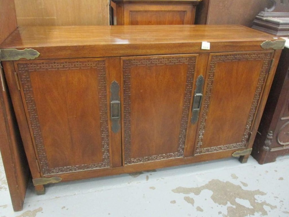 Century 3-drawer buffet with brass trim