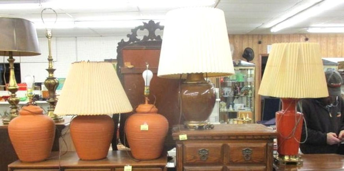Set of (3) vintage S&M 1975 pottery lamps