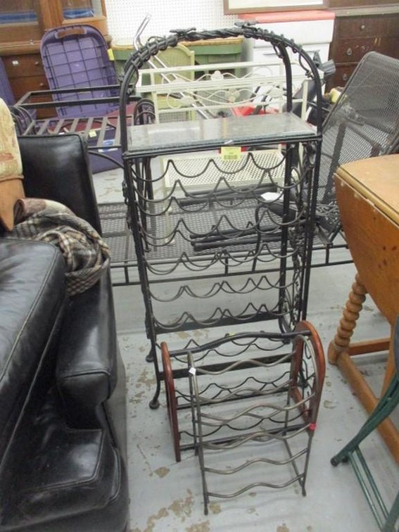 (3) Metal wine bottle racks