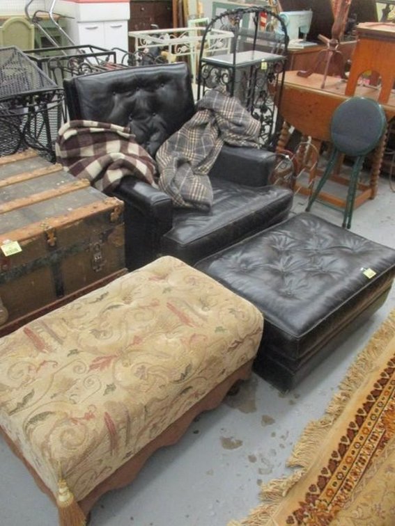 Leather chair and ottoman group