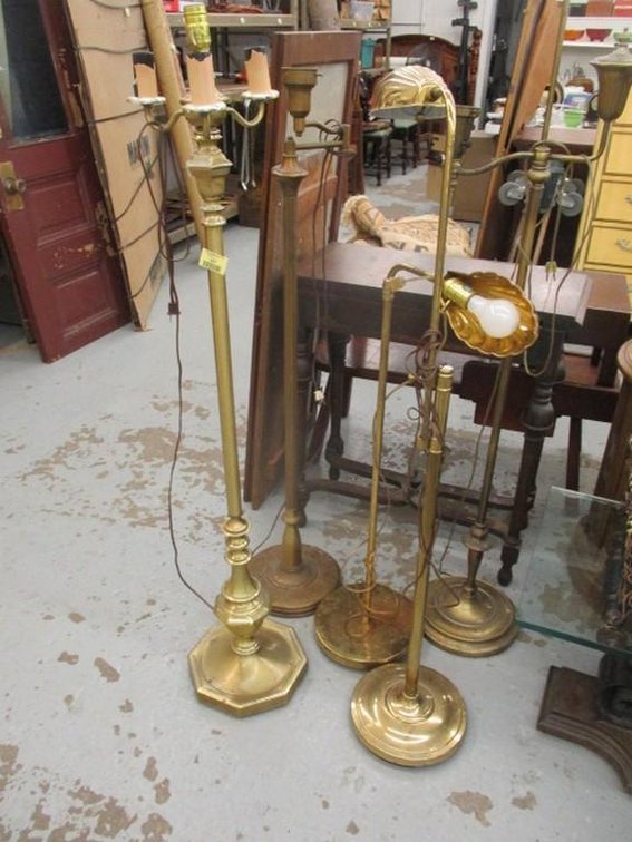 (5) Vintage brass floor lamps