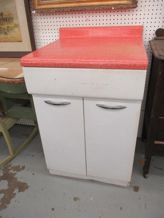 Vintage metal kitchen cabinet with drawer
