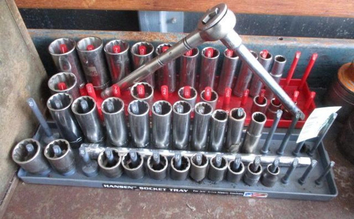 Set of Craftsman metric and SAE 3/8" drive socket set with ratchet and extensions