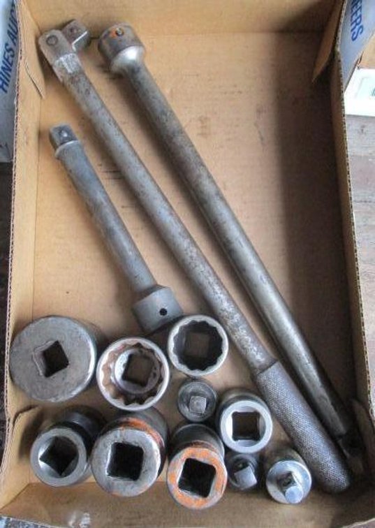 Box of 3/4" and 1" drive sockets