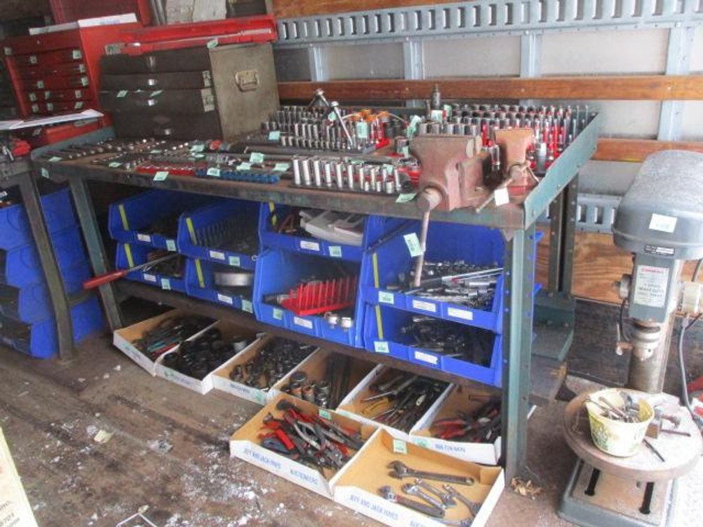 Steel work bench (no vise or contents)