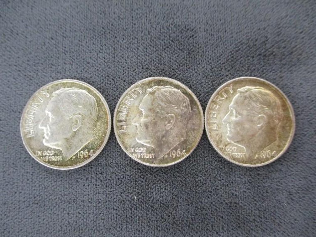 (3) 1964-P Roosevelt dimes