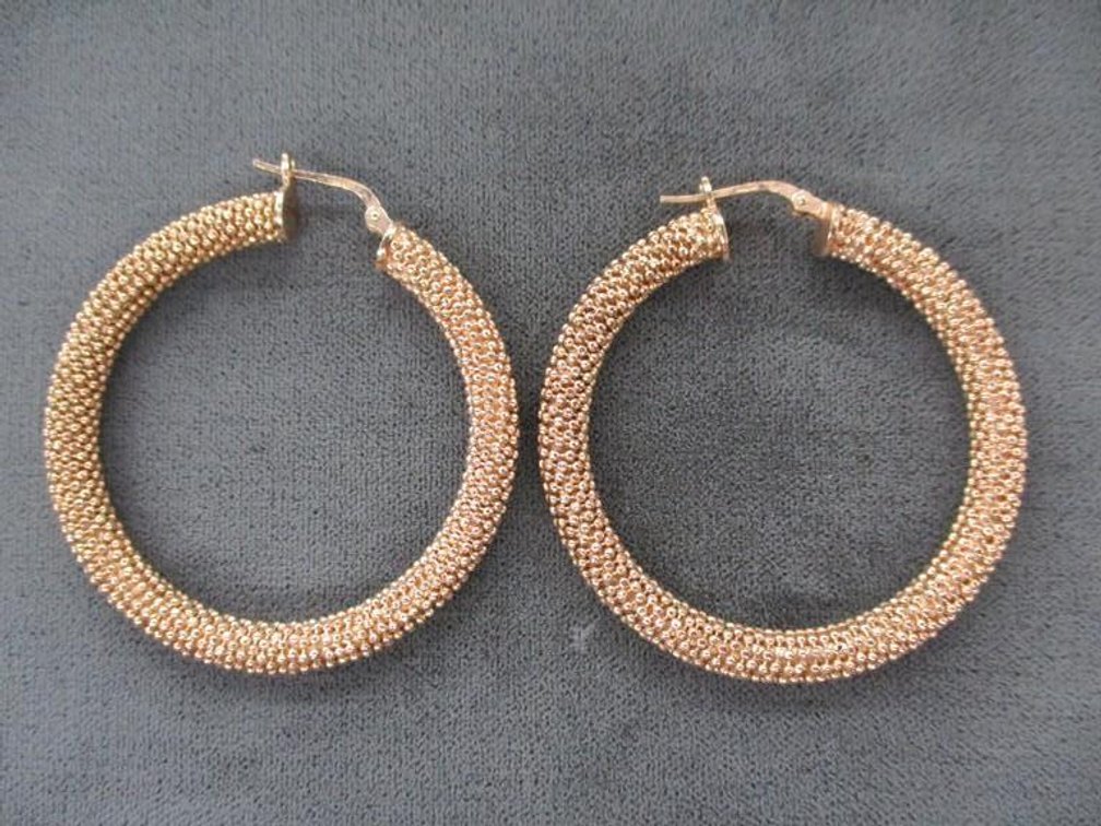 Sterling silver popcorn style hoop earrings