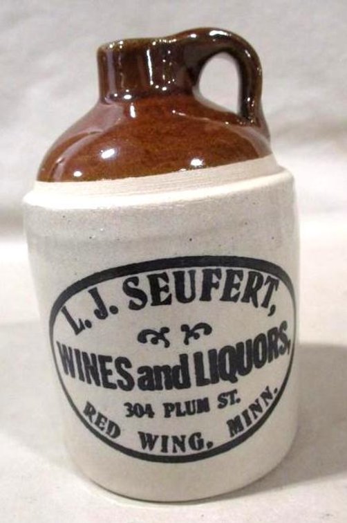 1990 Souvenir of Red Wing L.J. Seufert Wines & Liquors mini jug
