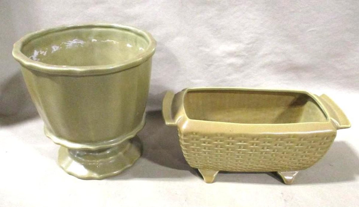 (2) Red Wing art pottery planters