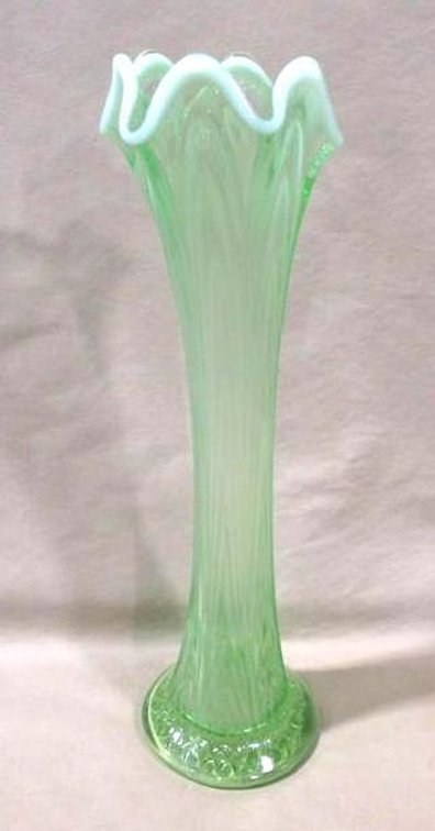 Green opalescent vase