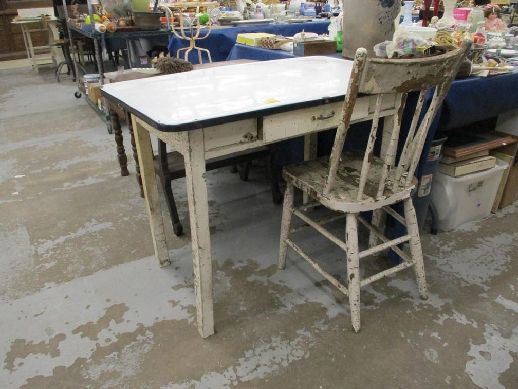 Porcelain-top antique kitchen table