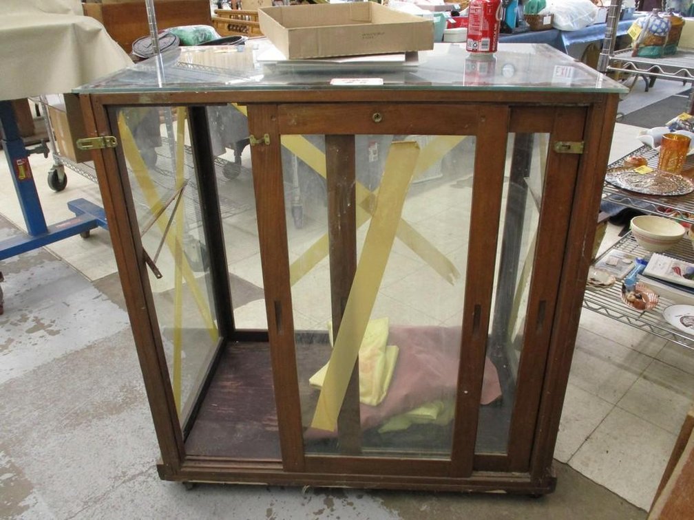 Wood-framed glass display case